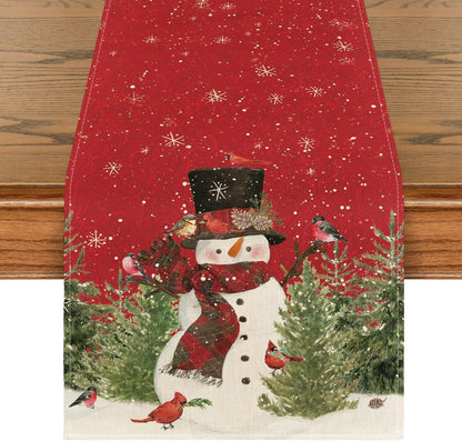 Artoid Mode Weihnachts Tischläufer Schneemann Vögel Winter Party Dekor