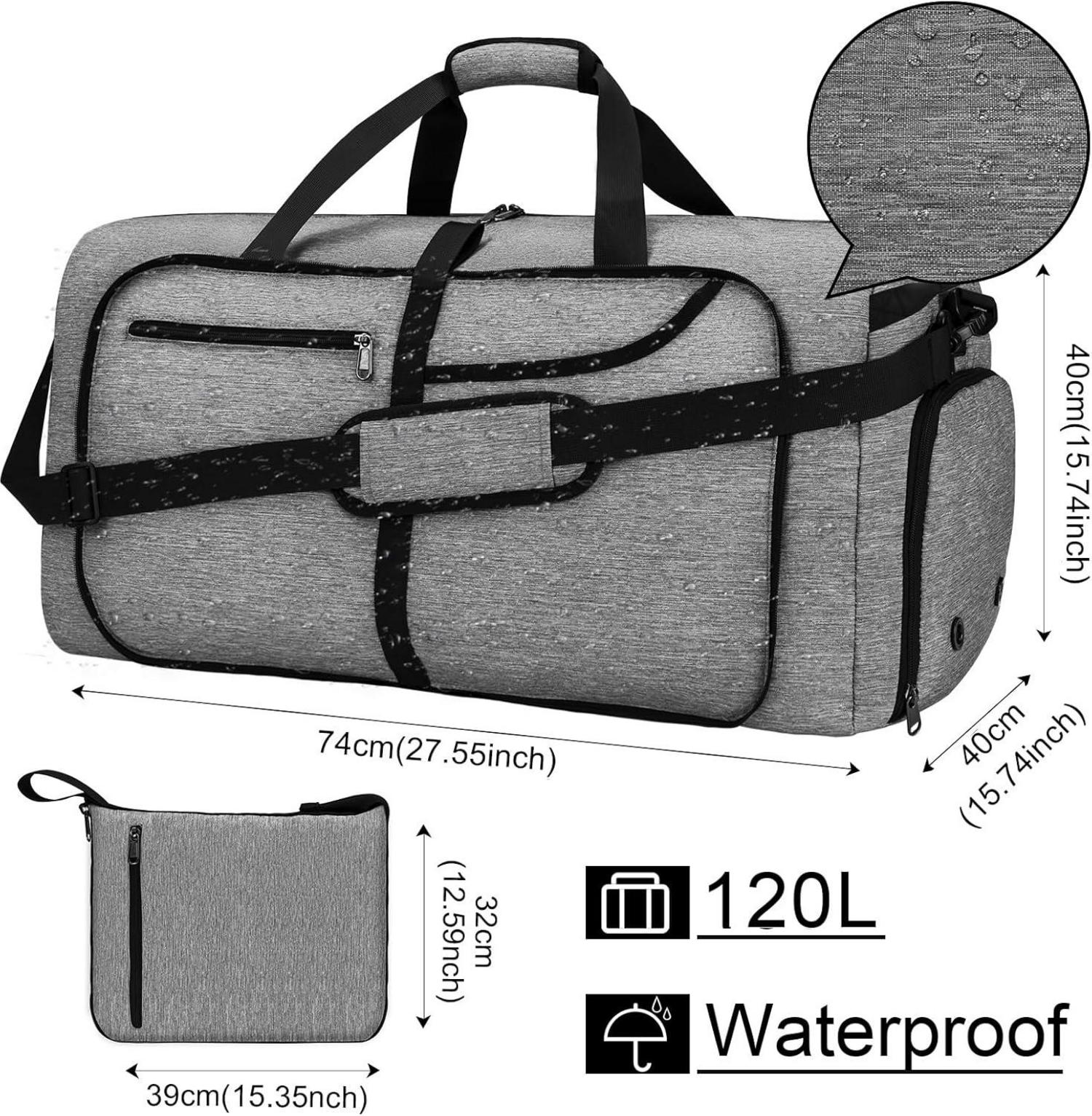Faltbare Reisetasche Groß 120L Sporttasche Schwarz