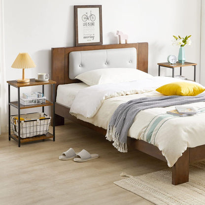 IBUYKE Beistelltisch Industrie-Design 3 Ebenen Braun
