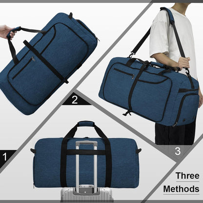 NEWHEY Große faltbare Reisetasche 120L Sporttasche Weekender Schwarz