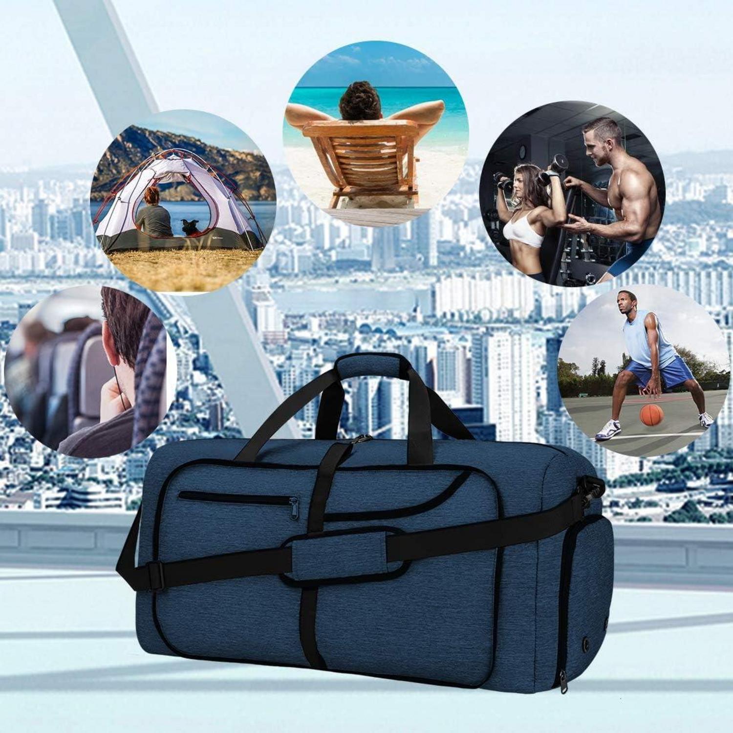 NEWHEY Große faltbare Reisetasche 120L Sporttasche Weekender Schwarz