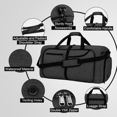 NEWHEY Reisetasche Groß 120L Schwarz für Herren und Damen