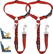 SlowTon Hundegurt Auto 2-in-1 Sicherheitsgurt Reflektierendesi Rot 2er