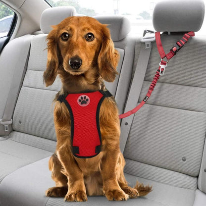 SlowTon Hundegurt Auto 2-in-1 Sicherheitsgurt Reflektierendesi Rot 2er