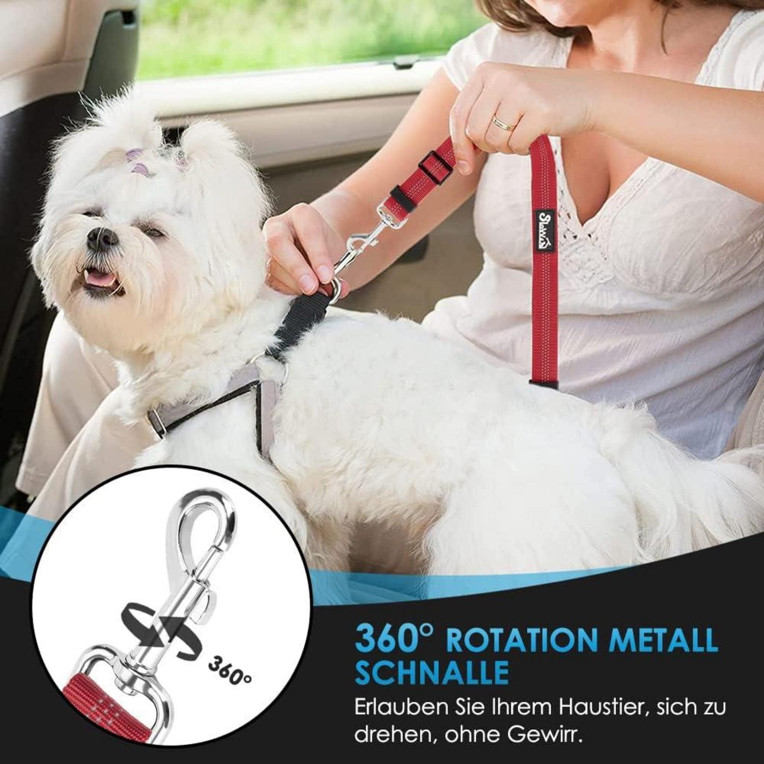 Hundesicherheitsgurt Auto 2-in-1 Rückhaltegurt Kopfstützen-Rot 2er Set
