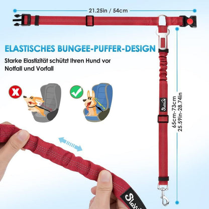 Hundesicherheitsgurt Auto 2-in-1 Rückhaltegurt Kopfstützen-Rot 2er Set