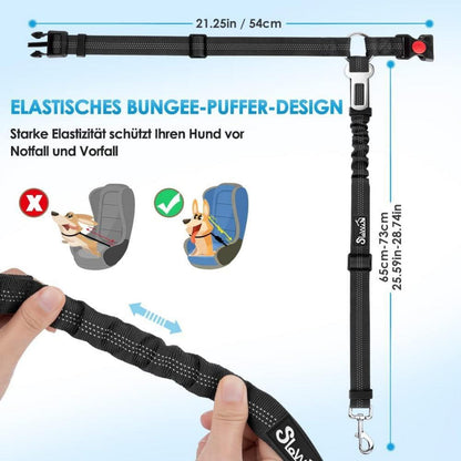 SlowTon Hundesicherheitsgurt Auto 2-in-1 Kopfstützen-Rückhalte Schwarz 2er Set