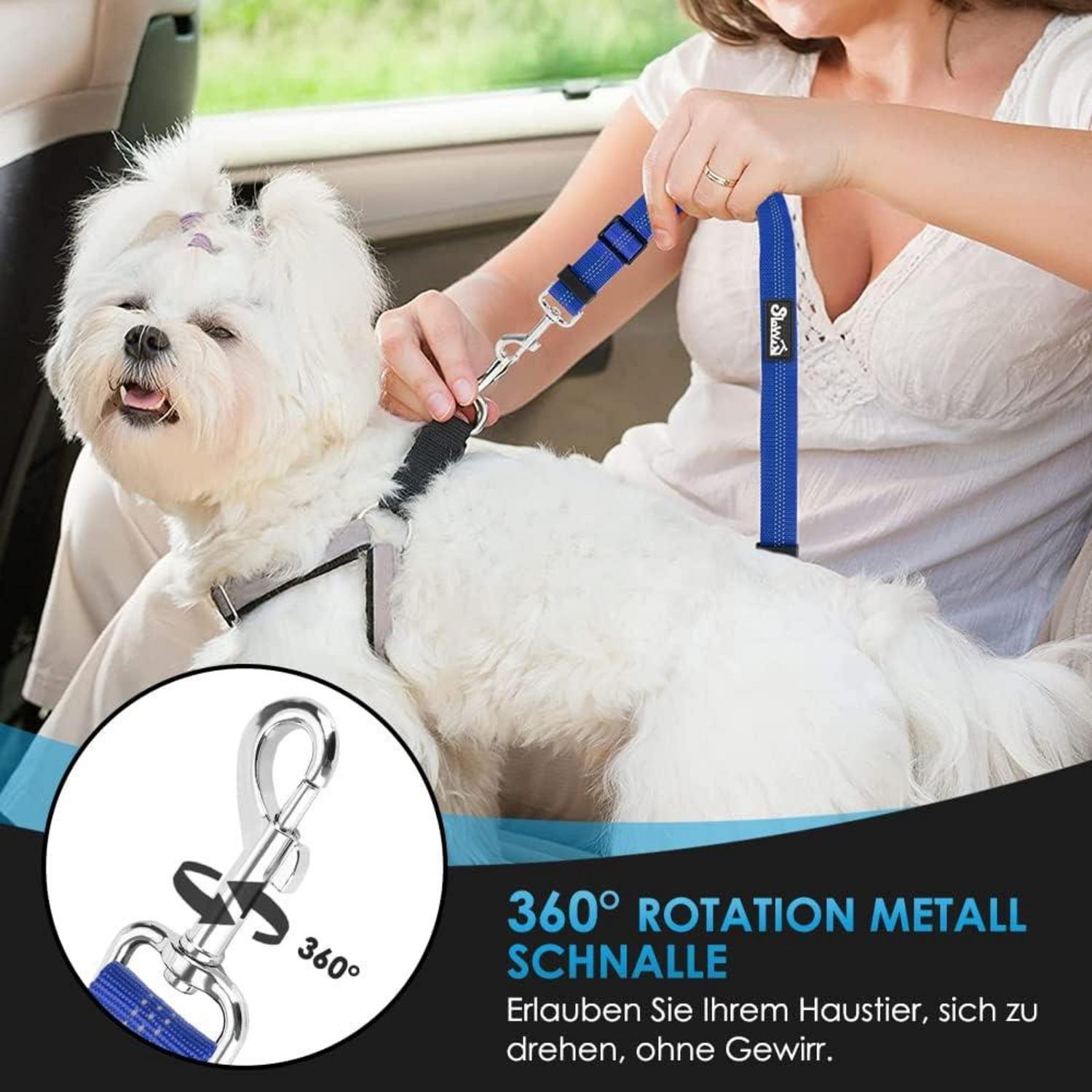 SlowTon Hundegurt Auto 2-in-1 Kopfstützen-Rückhalte Anschnallgurt Hunde
