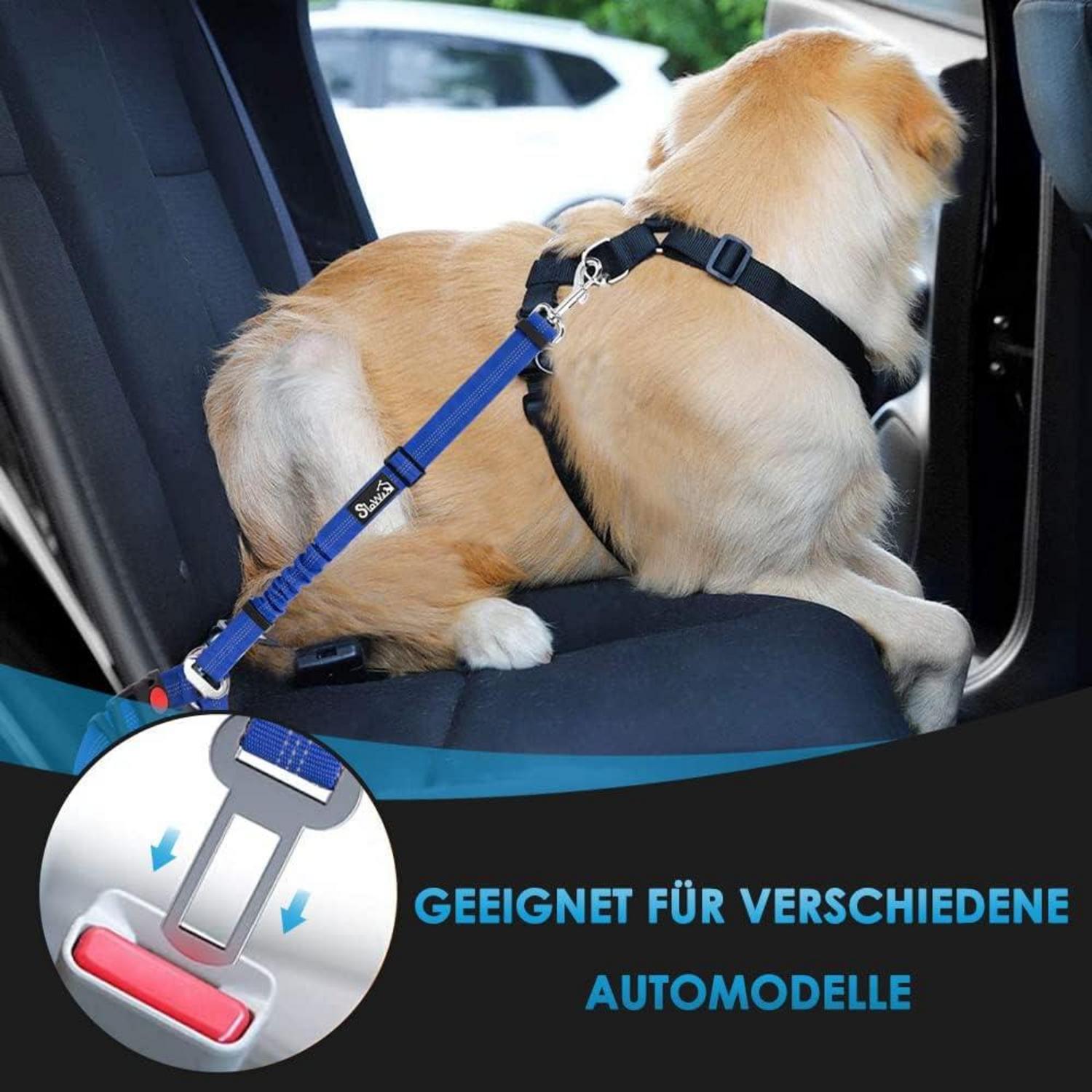 Hundegurt Auto 2-in-1 Kopfstützen-Rückhalte Anschnallgurt Hellblau 2er