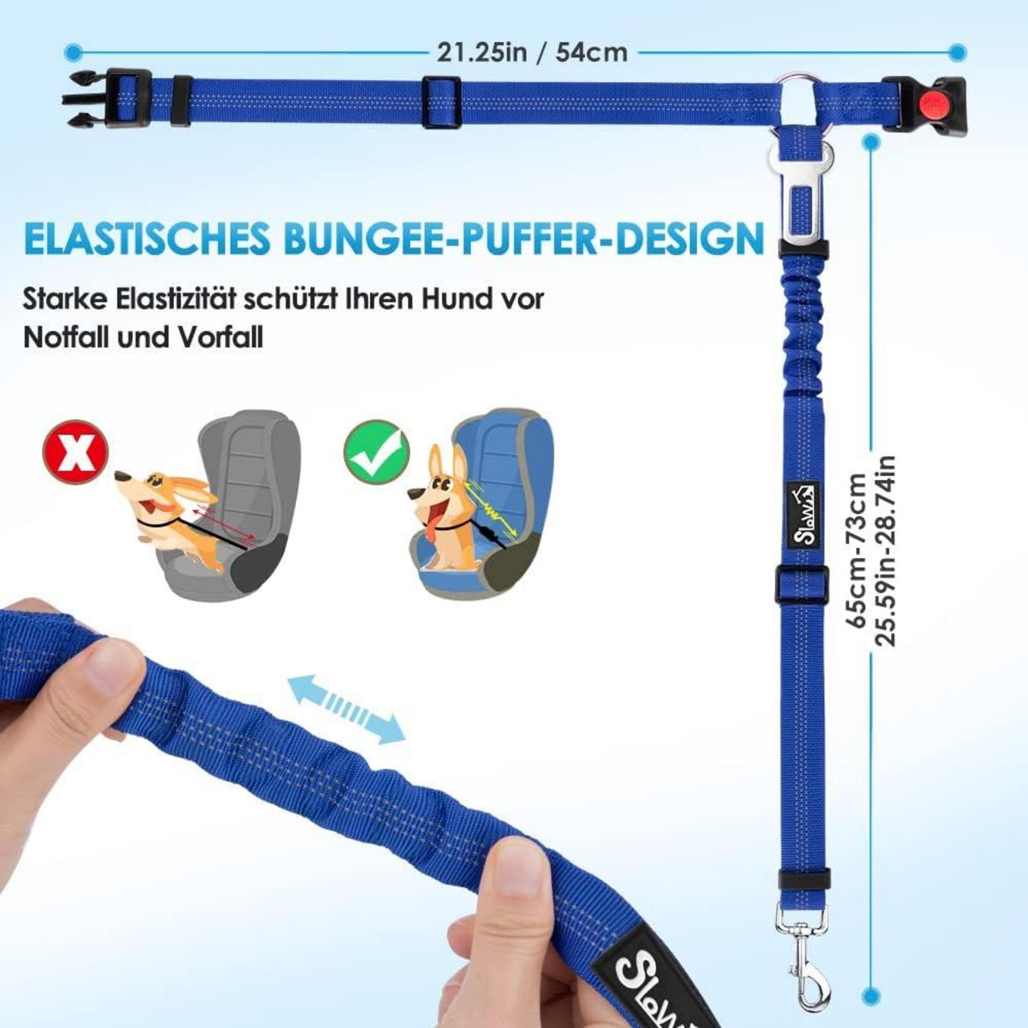 SlowTon Hundegurt Auto 2-in-1 Kopfstützen-Rückhalte Anschnallgurt Hunde
