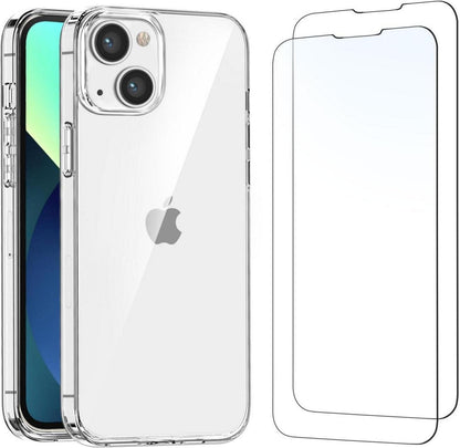 2x Panzer Schutzglas + Ultra Transparent Silikon Hülle iPhone 13