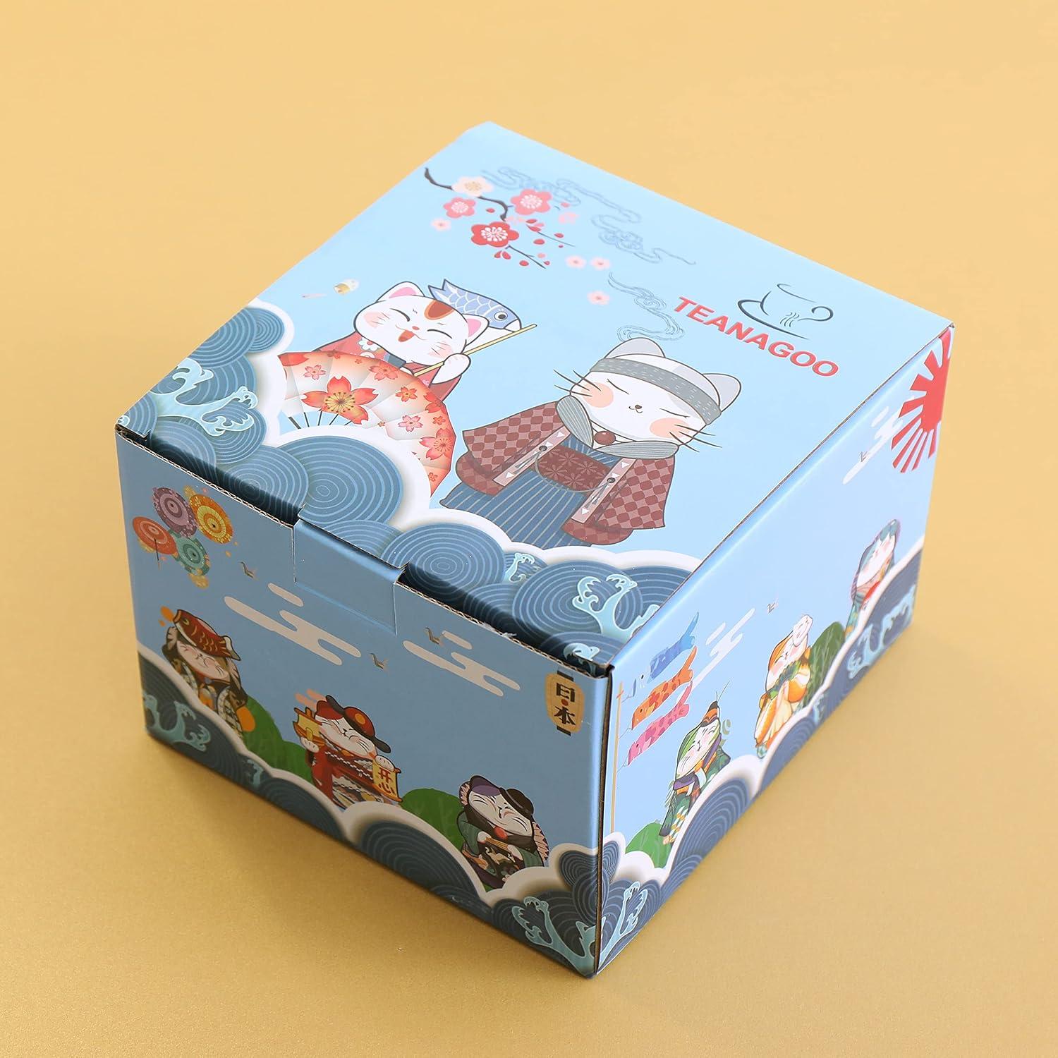 Teetasse mit Sieb und Deckel, 460 ML, Farbverlauf Schwarz Weiß, Katzen