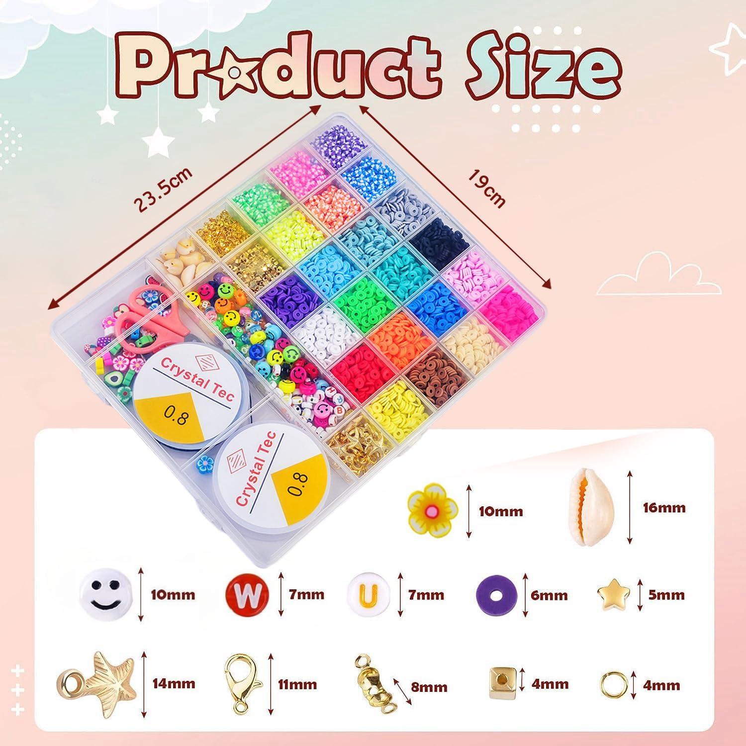 Perlen Set DIY Armbänder Ketten Schmuck für Kinder Erwachsene 4800 Stücke Clay Heishi Smiley Buchstabenperlen 6mm