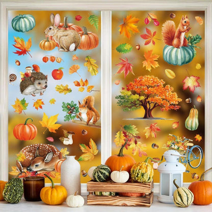 9 Thanksgiving Herbstdeko Fenster Aufkleber Selbstklebend