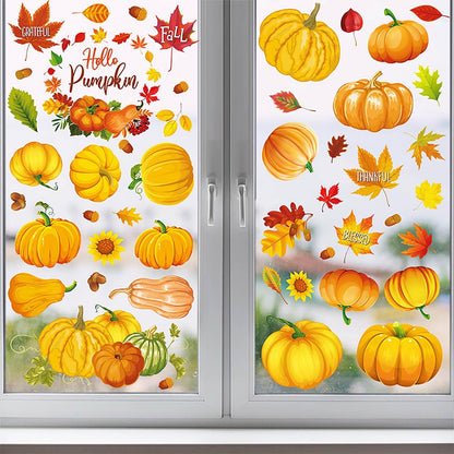 9er Set Herbstdeko Fenster Aufkleber Thanksgiving Selbstklebend