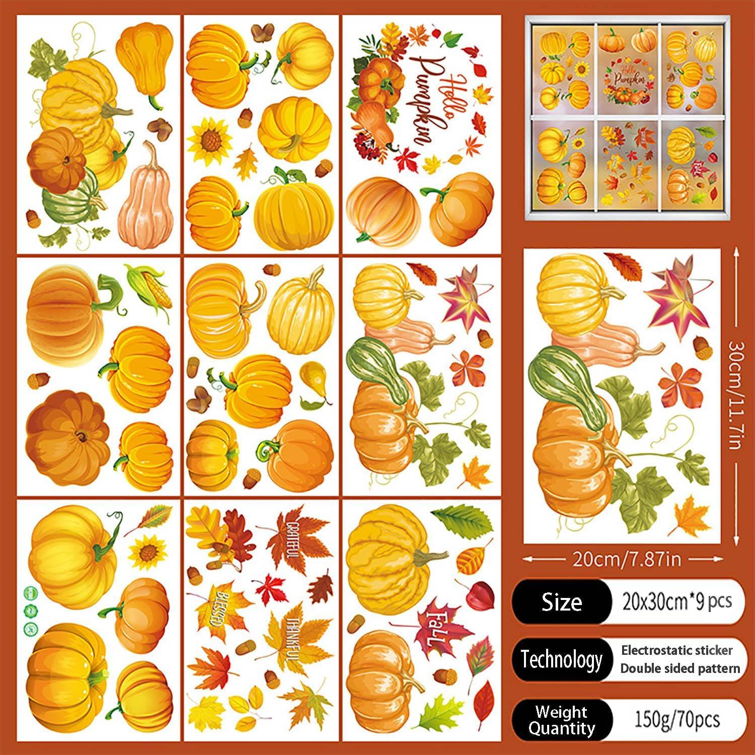 9 Thanksgiving Herbstdeko Fenster Aufkleber Selbstklebend