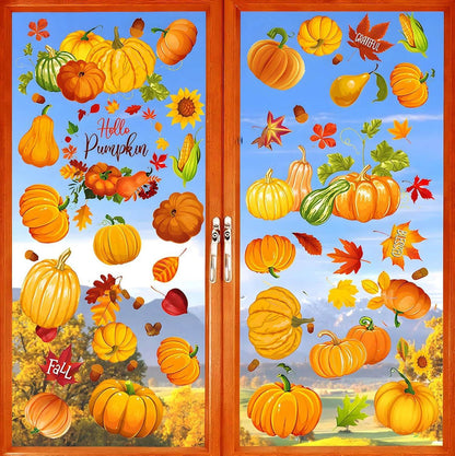 9er Set Herbstdeko Fenster Aufkleber Thanksgiving Selbstklebend
