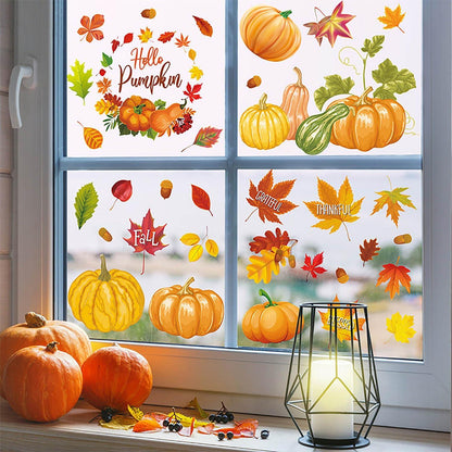 9 Aufkleber Herbstdeko Fenster Thanksgiving Selbstklebend 20x30cm
