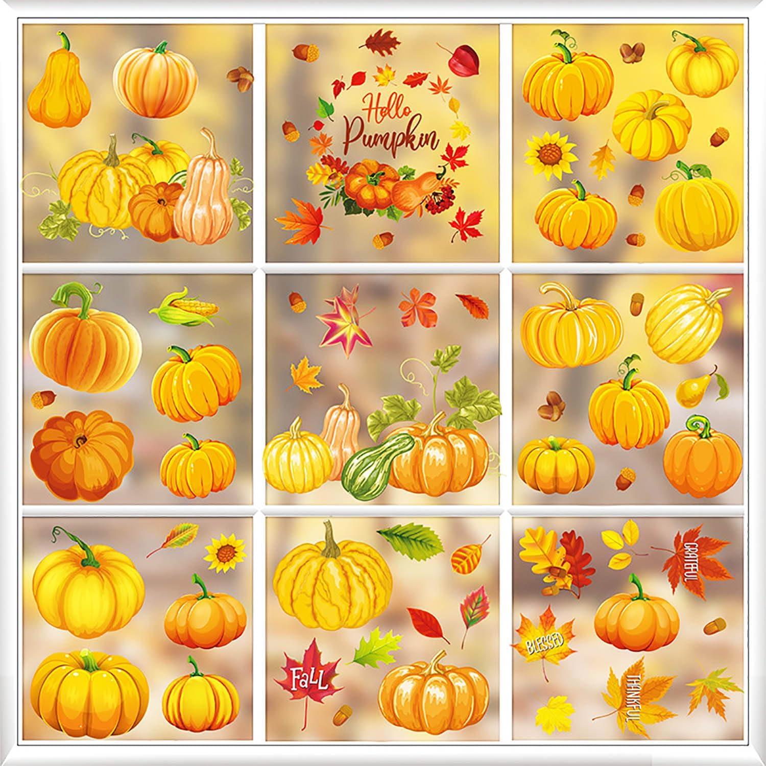 Thanksgiving Herbstdeko Fenster Aufkleber 9 Stück Selbstklebend