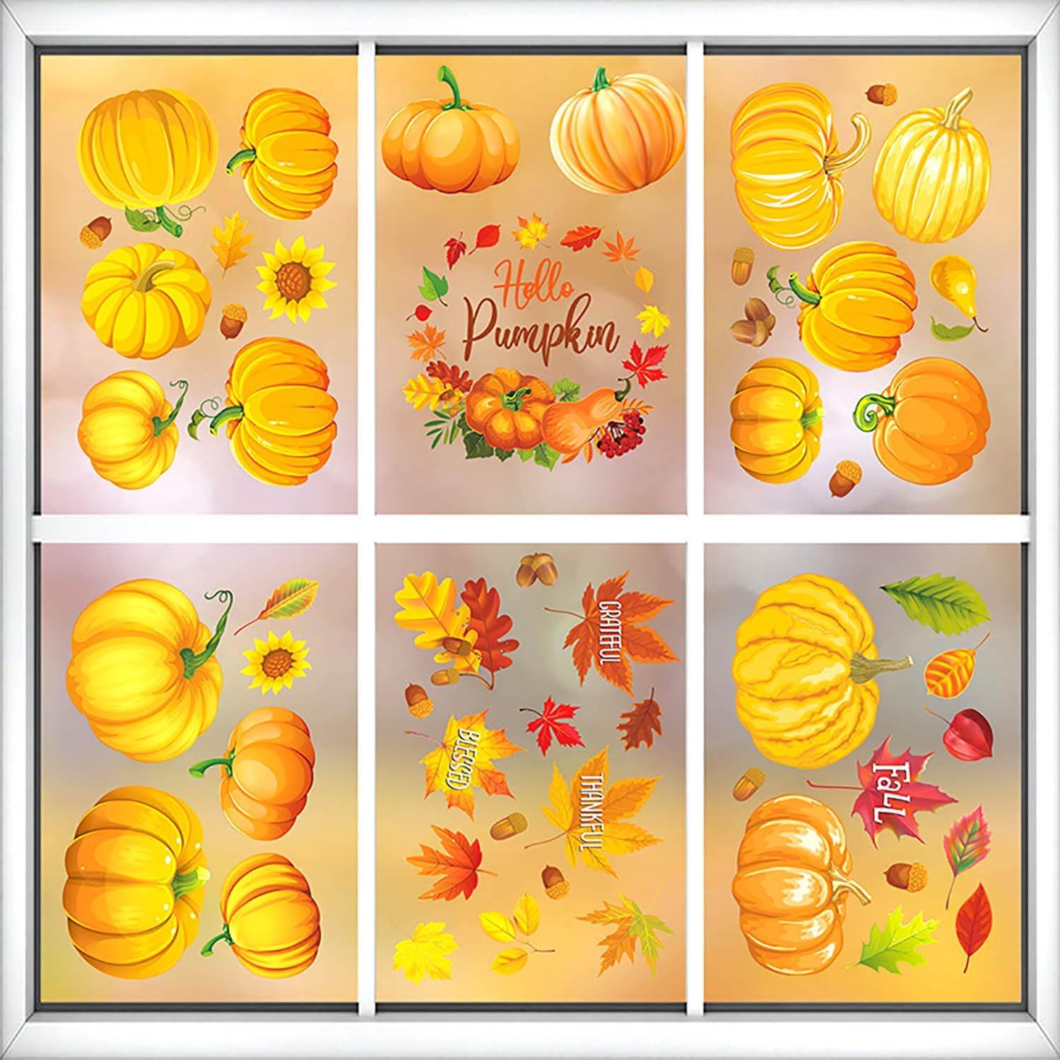 9 Aufkleber Herbstdeko Fenster Thanksgiving Selbstklebend 20x30cm