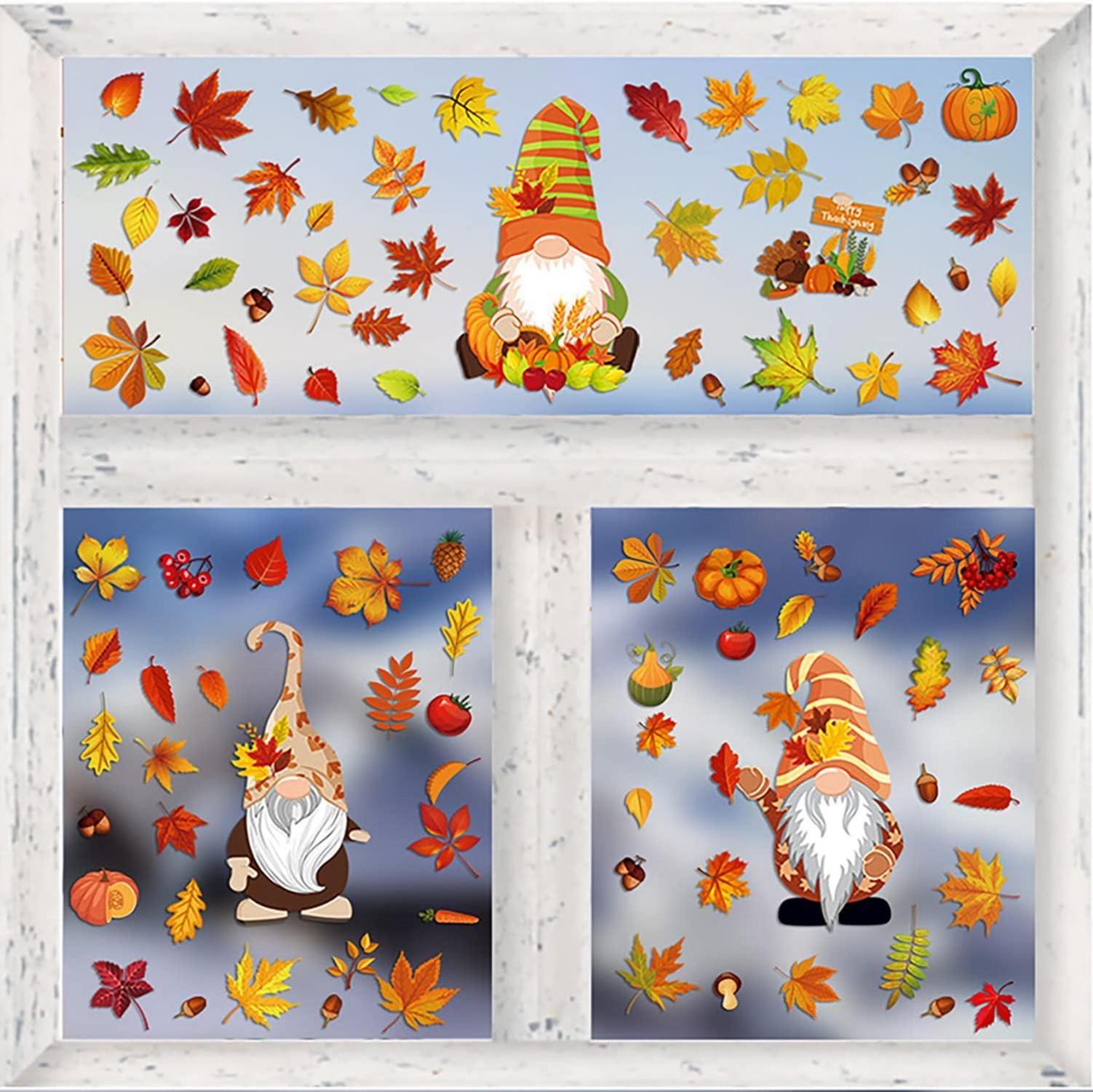 Thanksgiving Herbstdeko Fenster Aufkleber Selbstklebend 6er Set