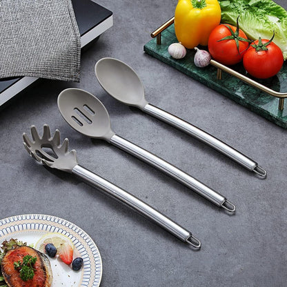 38-teiliges Silikon-Kochgeschirr-Set mit Utensilienablage und Edelstahlgriff
