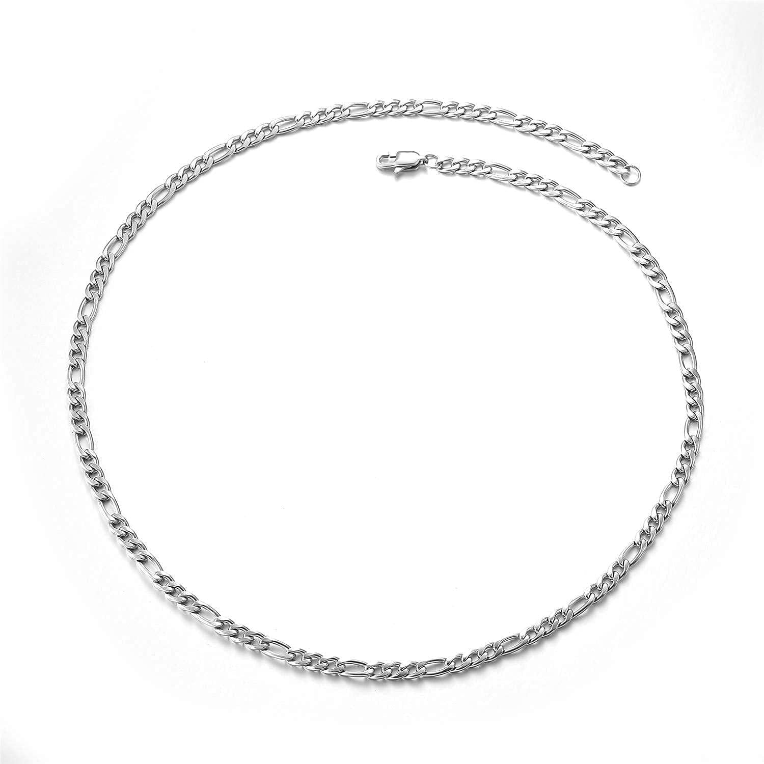 Edelstahl Figaro-Halskette Silber 5mm - verschiedene Längen