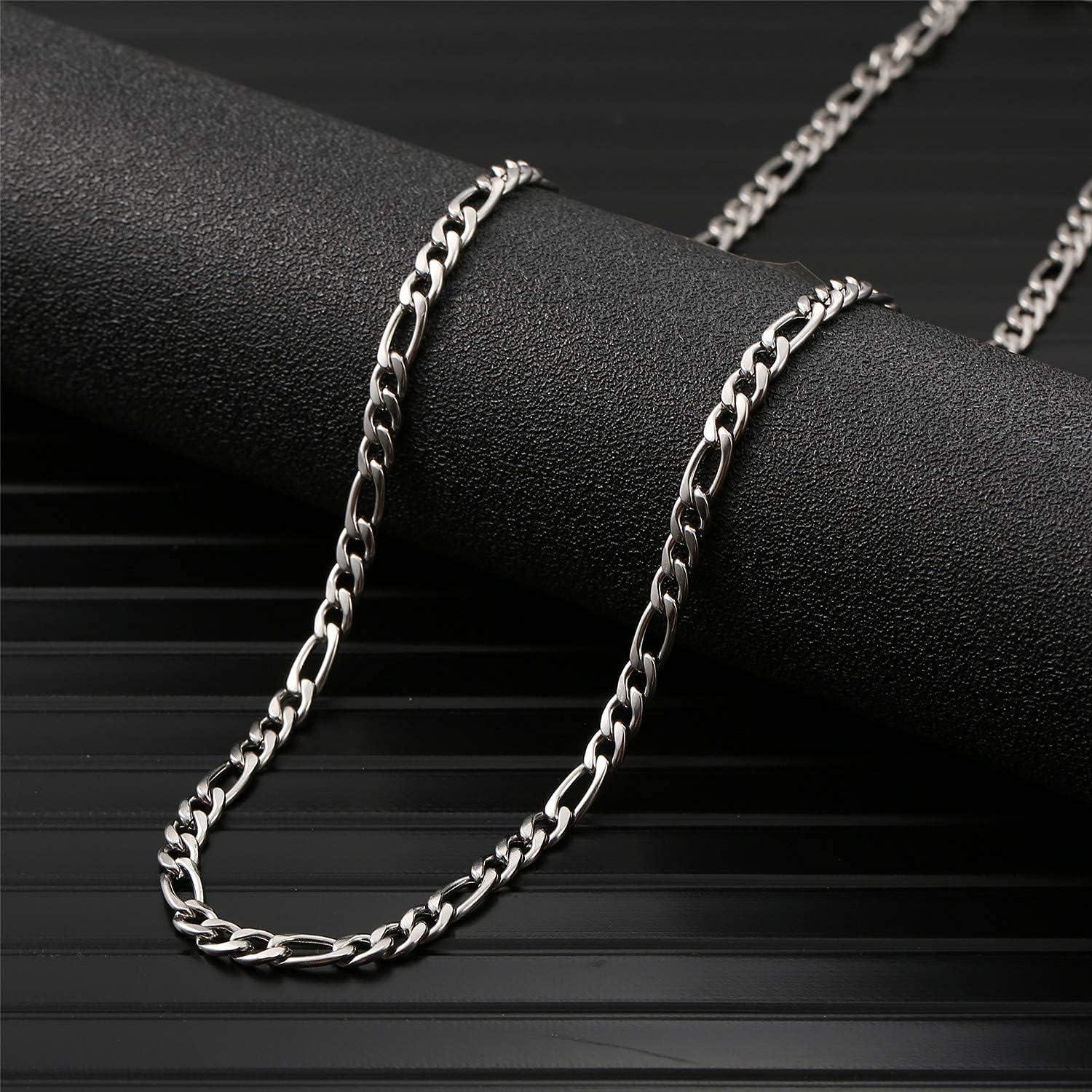 Herren Panzerkette Edelstahl Figaro-Halskette Silber 5mm 45-90cm