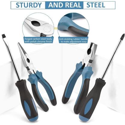 Werkzeugkoffer 148-tlg Profi Haushalts-Werkzeugset Blau