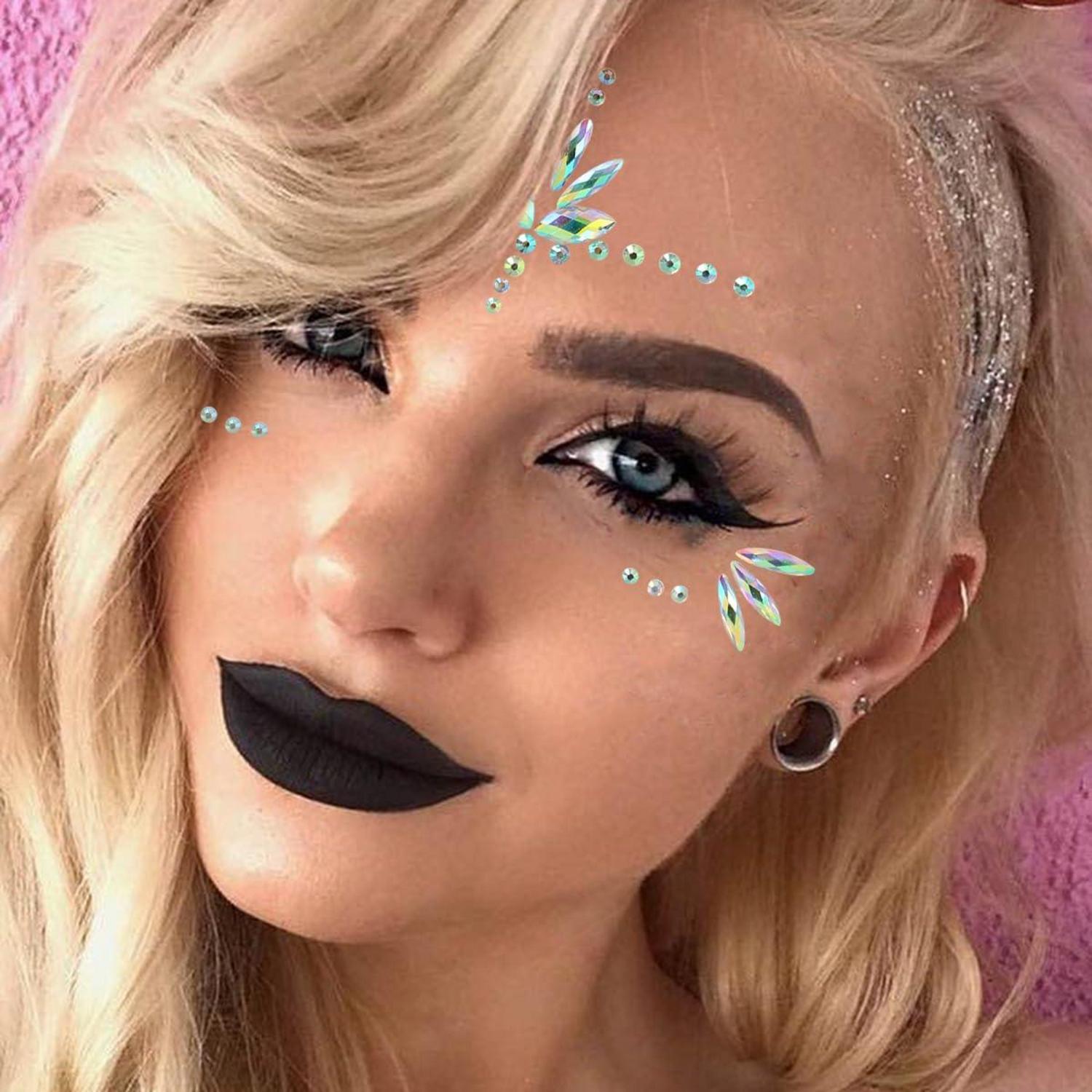 Meerjungfrau Gesicht Edelsteine Stick Juwelen Halloween Rave Glam Party