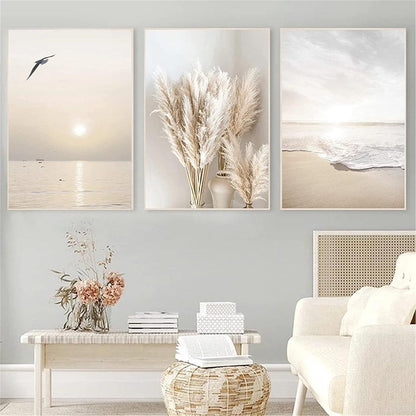 3er Poster Set Sonnenuntergang Strand Wandbilder 30x40cm