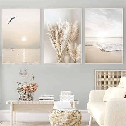 3er Poster Set Sonnenuntergang Strand Wohnaccessoires Wandbilder