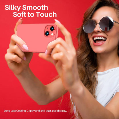 Silikon Case iPhone 13 6,1 Schutz Flüssig Handyhülle Pink