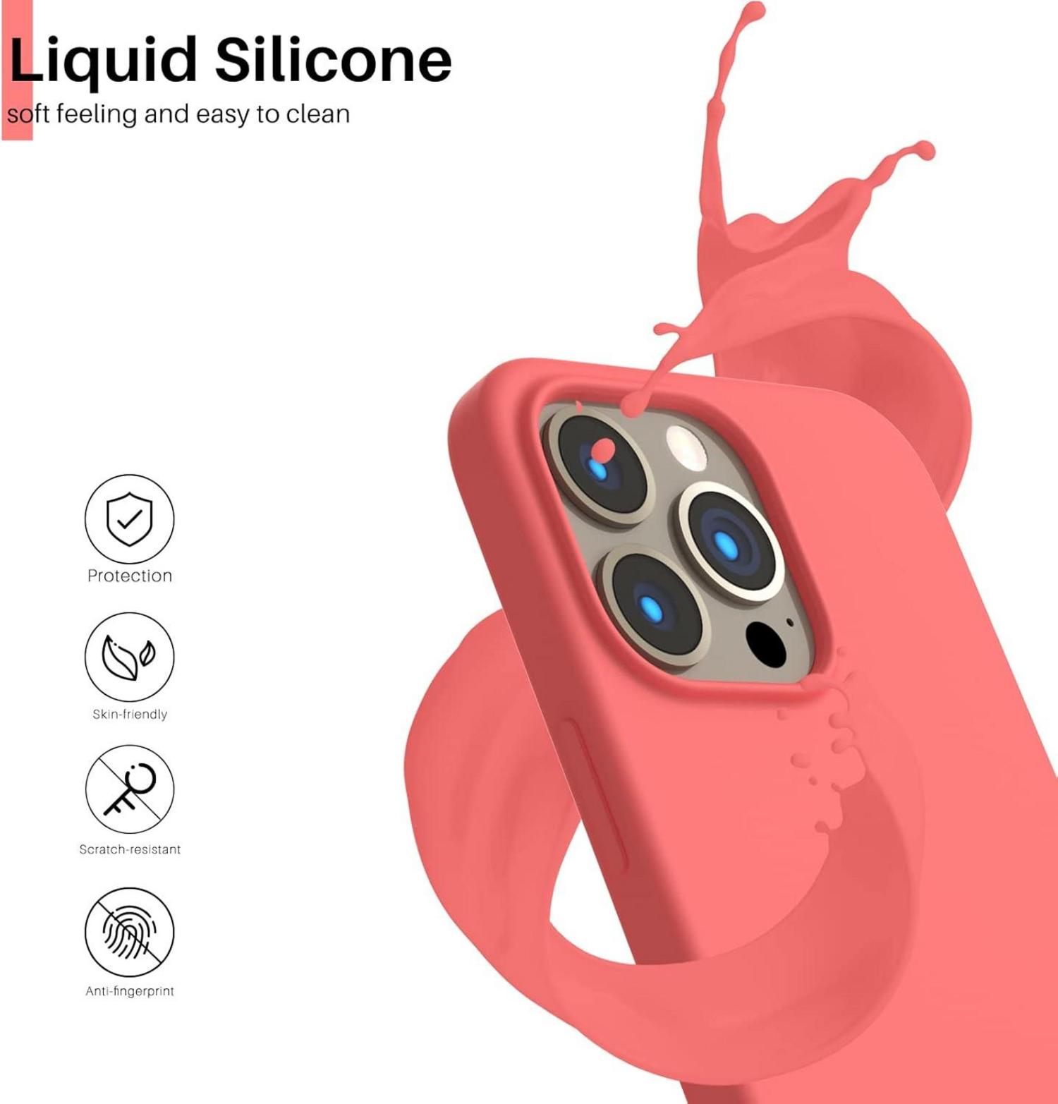 iPhone 13 Pro Silikon Case Ultra Dünn Flüssig Silikon Handyhülle Pink