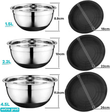 Edelstahl-Mischschüsseln mit luftdichten Deckeln (18 + 22