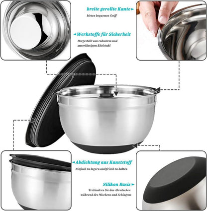 Old Tjikko Stainless Steel Mixing Bowl Set 18+22+26 cm With Airtight Lids