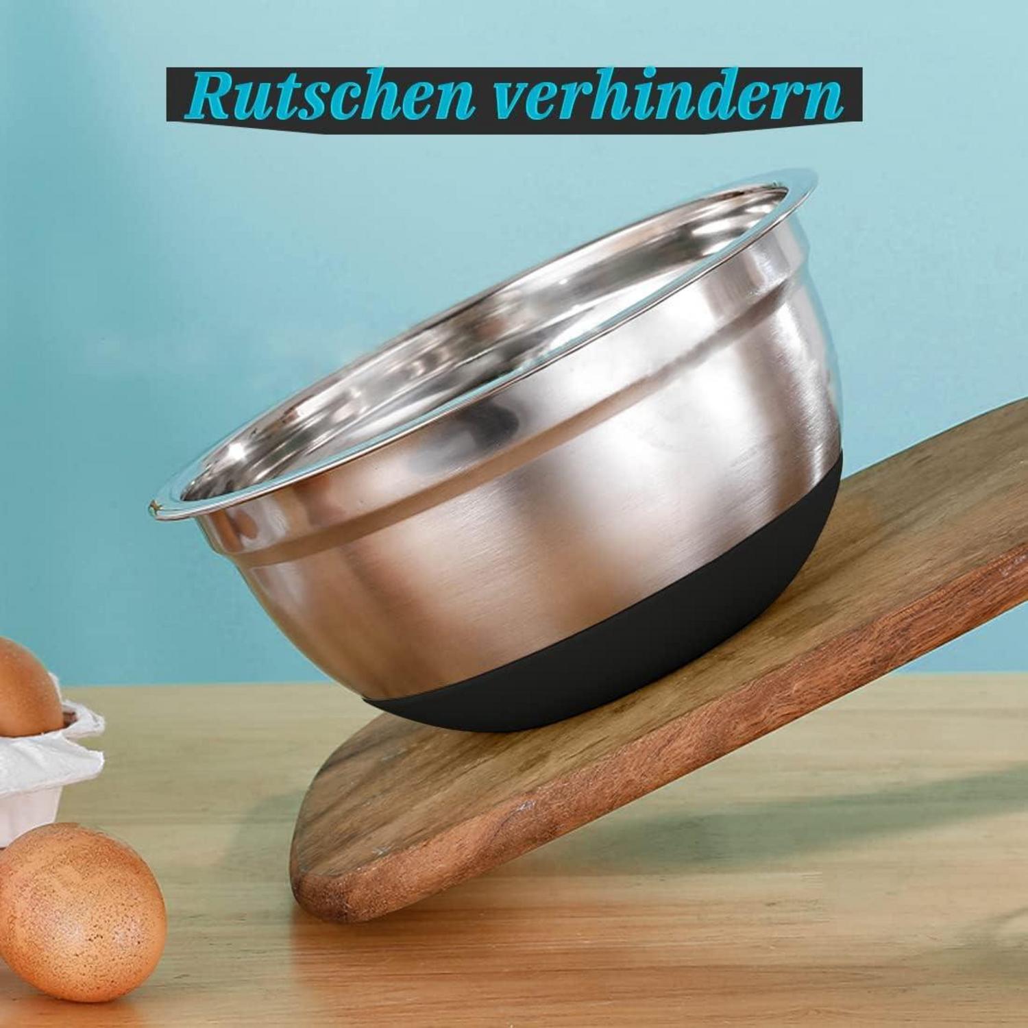 Edelstahl Schüssel Set mit luftdichten Deckeln (18 + 22 + 26