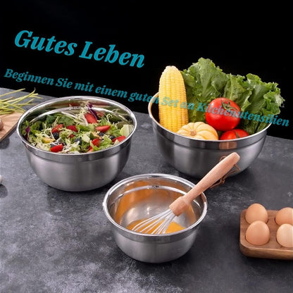 Stainless Steel Mixing Bowls Set with Airtight Lids 18 22 26cm