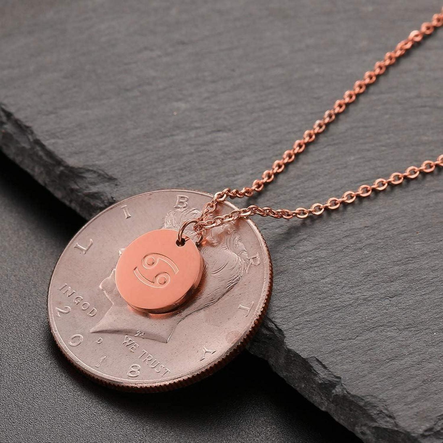 AFSTALR Sternzeichen Kette Gold für Damen Horoskop Mutter Tochter rosegold-Krebs