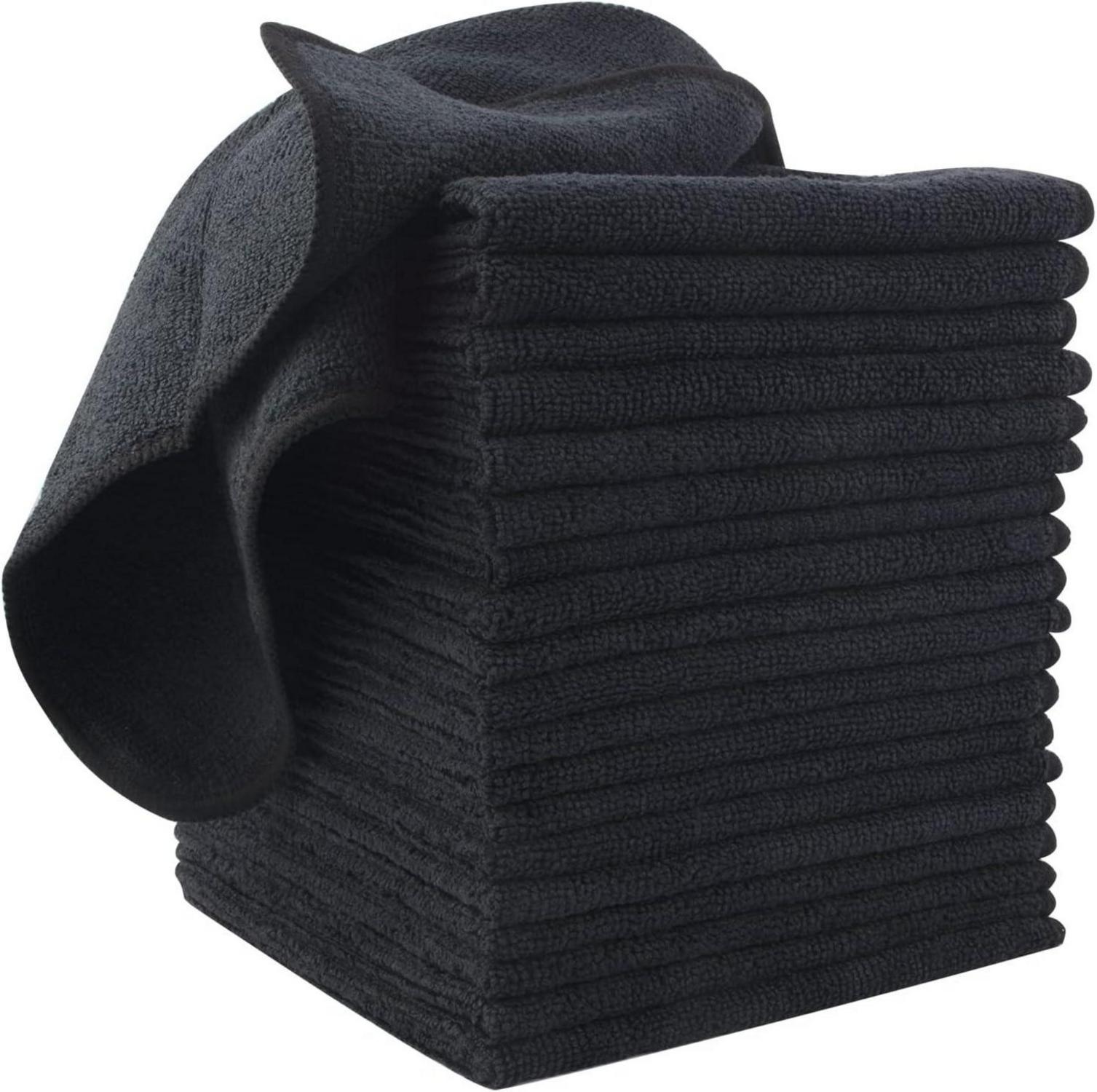 Microfaser Reinigungstücher Schwarz 20er Set saugfähig 30cm X 30cm