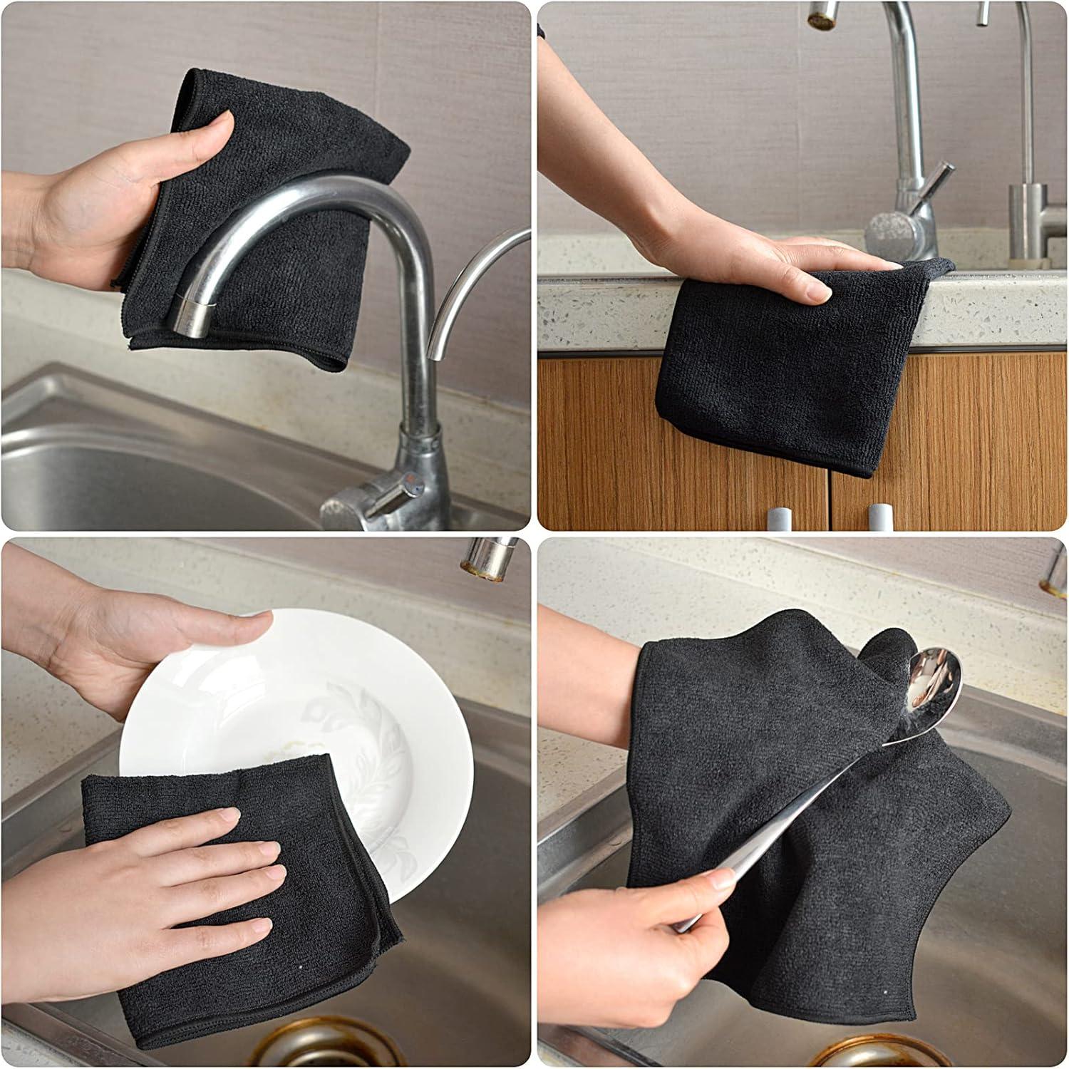 Microfaser Reinigungstücher Schwarz Küchenlappen 30x30cm 20er Set