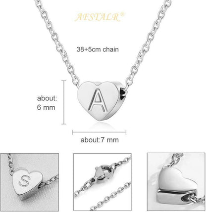 Silber Damen Halskette mit Buchstabenherz Anhänger Initialschmuck