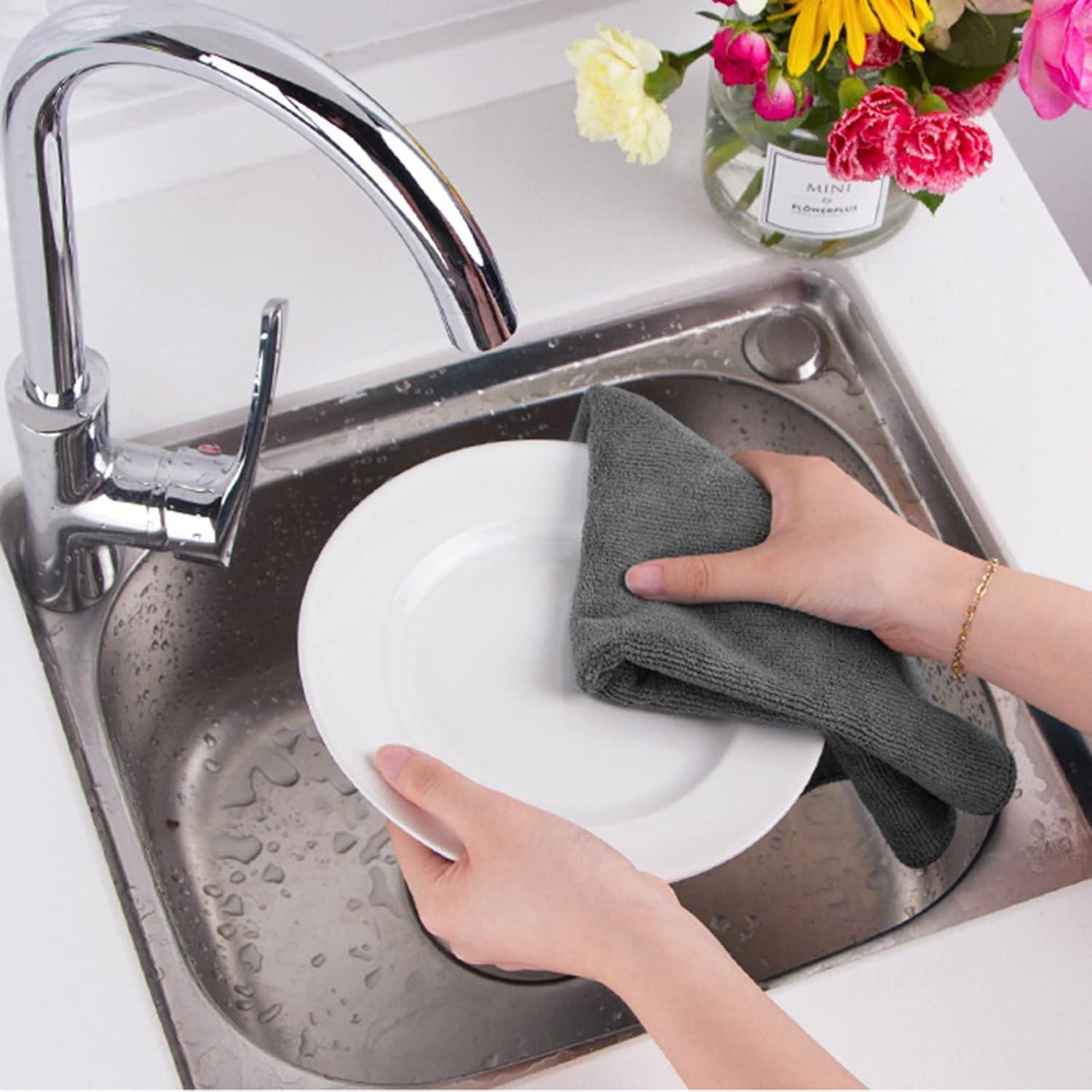 Microfaser Putzlappen Grau Küchenlappen 20er Set 30cm x 30cm