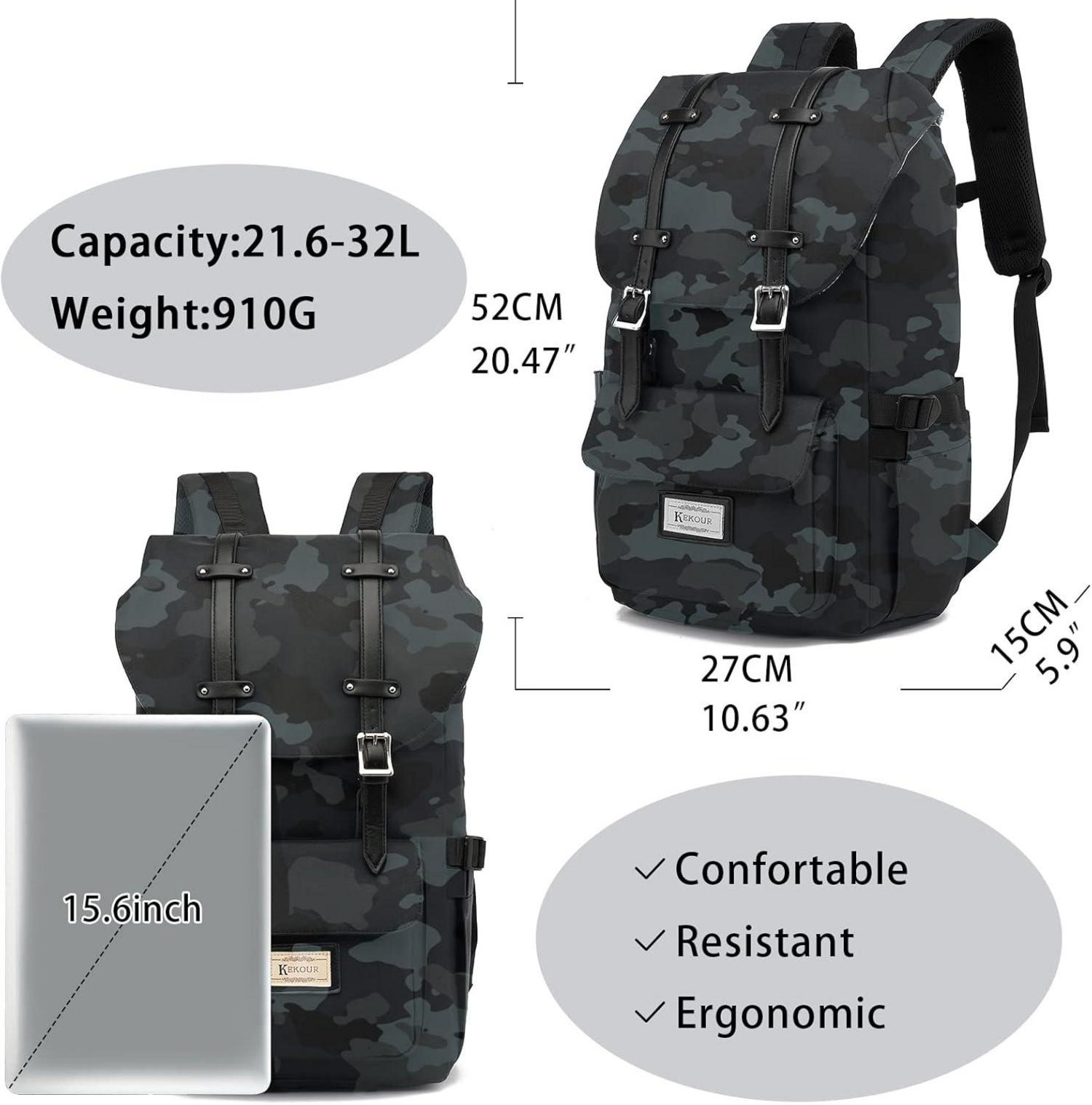 Vintage Wasserdichter Rucksack 15,6 Zoll Laptop Mädchen Jungen