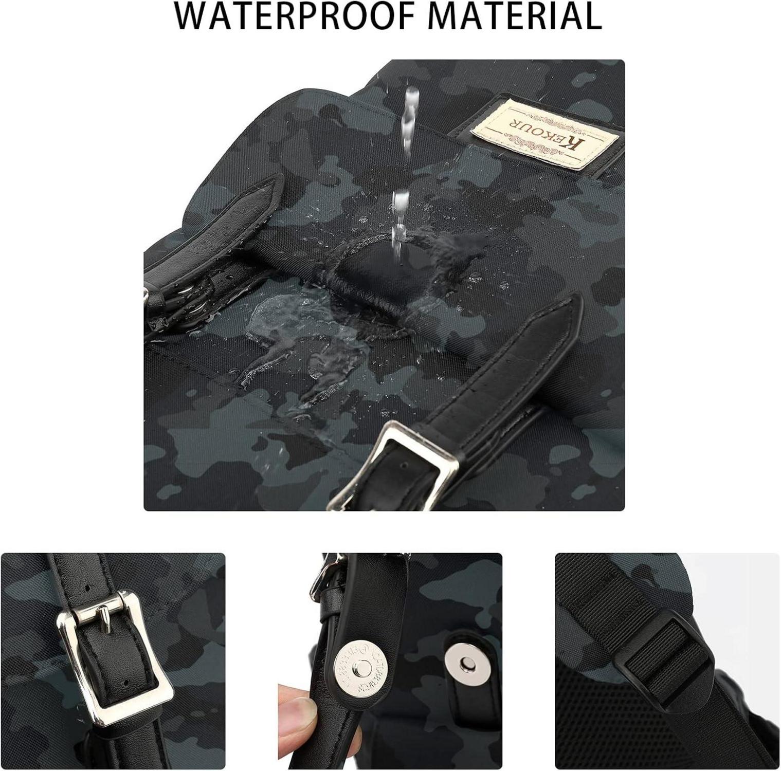 Rucksack Damen Herren Schulrucksack für 15,6 Zoll Laptop Wasserdichter Daypack Vintage Surfwave