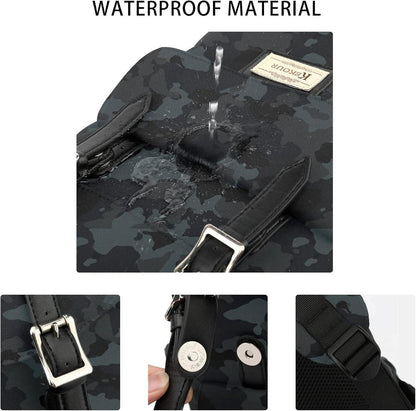 Rucksack Damen Herren Schulrucksack für 15,6 Zoll Laptop Wasserdichter Daypack Vintage Surfwave