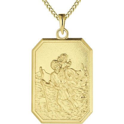 Heiliger Christophorus Kette 925 Sterling Silber vergoldet 60cm Gold