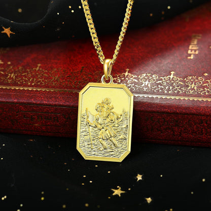 Heiliger Christophorus Kette 925 Sterling Silber vergoldet 60cm Gold