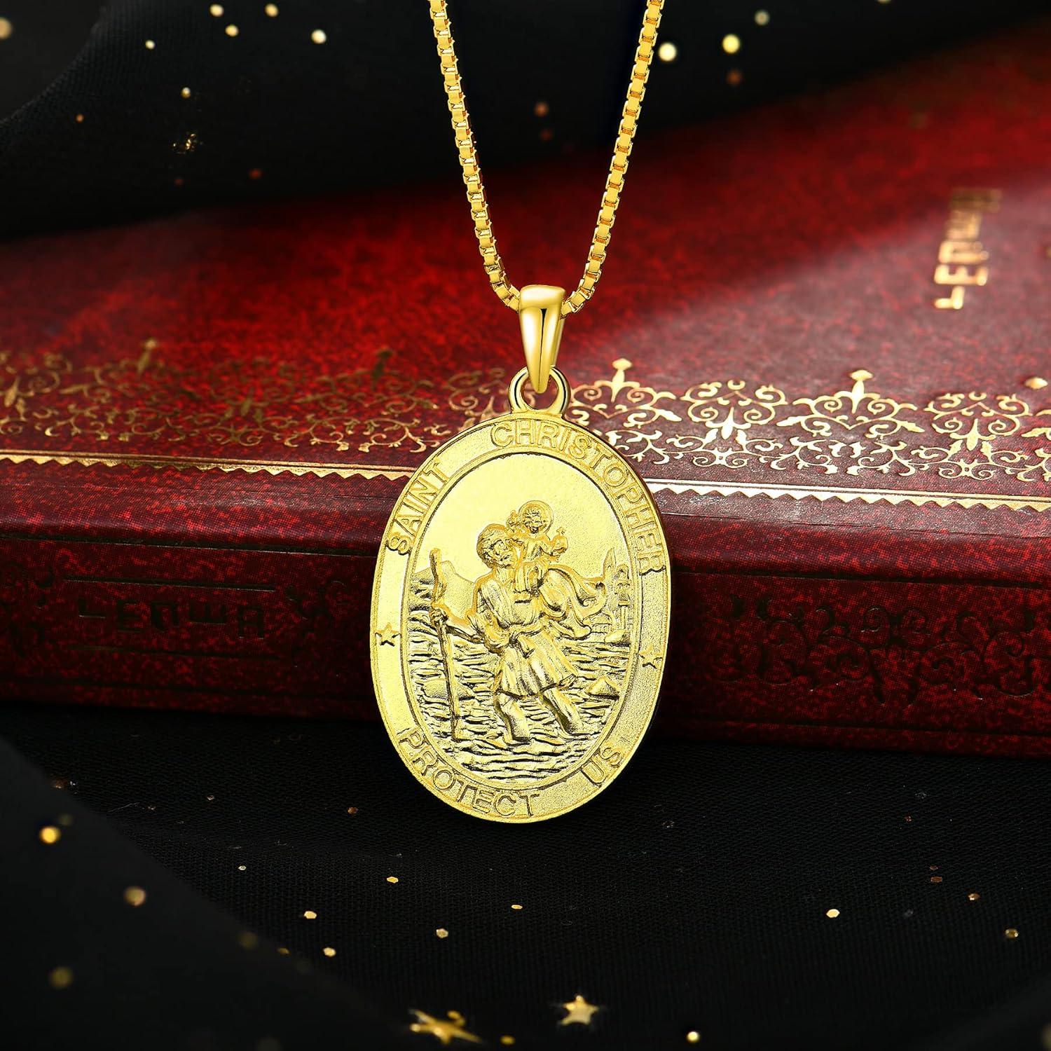 Heiliger Christophorus Kette 925 Silber Antiqued Talisman