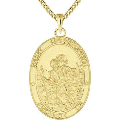 Heiliger Christophorus Kette Oval 925 Sterling Silber vergoldet 60cm